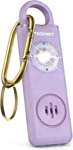 Miniatura 15 de TECKNET Alarma de seguridad personal recargable para mujeres, alarma de llavero de autodefensa de 130 dB con luz estroboscópica SOS, aviso de Azul