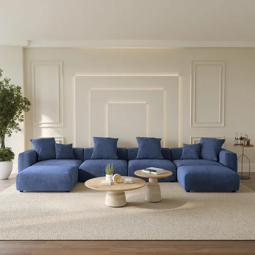 Miniatura 57 de WJShome Cloud Couch Sofá Seccional Modular, Sofá en Forma de L de 102 pulgadas con Otomana, Sofá de Pana Beige de 3 Asientos, Sofá Seccional