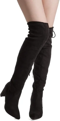 Miniatura 4 de DREAM PAIRS - Botas altas hasta el muslo de moda para mujer, botas largas y sexis de piel sintética con tacón ancho medio