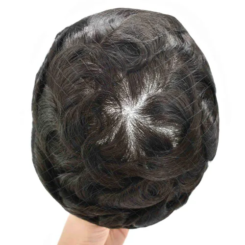 Miniatura 6 de Toupee - Piezas de cabello humano para hombre, 0.005 in, duradero, de polietileno, para hombres, sistema de cabello, unidades de repuesto