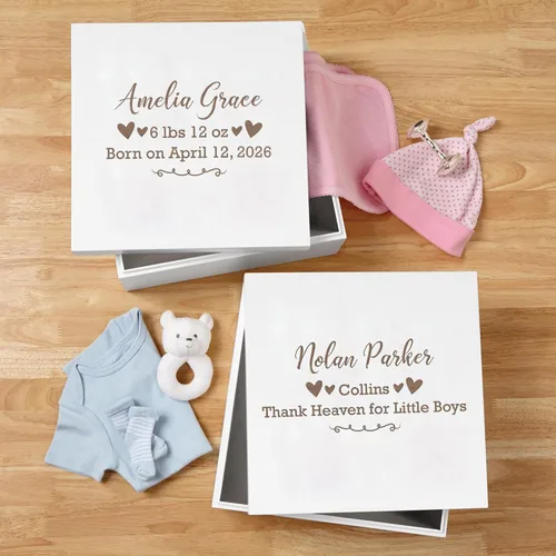 Miniatura 2 de Let's Make Memories Caja de recuerdos personalizada para recién nacido, almacenamiento de recuerdos, caja de recuerdos, decoración de guardería, 6