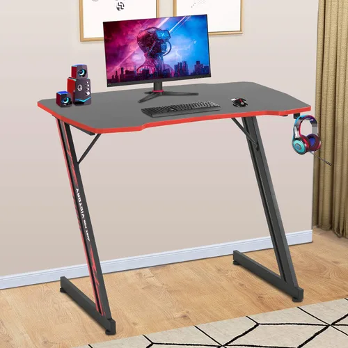 Miniatura 20 de BestOffice Escritorio para juegos de 35 pulgadas, escritorio para computadora de PC, estación de trabajo en forma de Z, mesa de trabajo ergonómica
