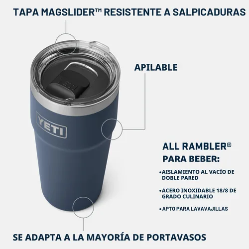 Miniatura 2 de YETI Rambler - Vaso apilable de 20 onzas, acero inoxidable, aislado al vacío con tapa MagSlider Verde mar