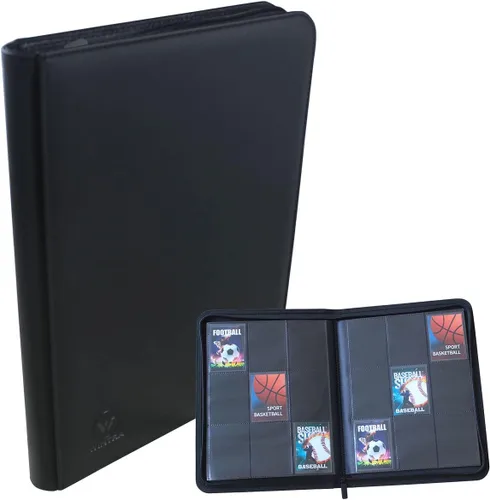 Miniatura 8 de Carpeta de cartas de juego con cremallera negra de 360 bolsillos de alta calidad, álbum resistente para tarjetas intercambiables, carpeta