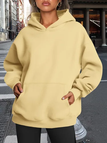 Miniatura 66 de Trendy Queen - Sudaderas extragrandes con capucha para mujer, suéteres de manga larga, sin botones, de vellón, de otoño, ropa de invierno