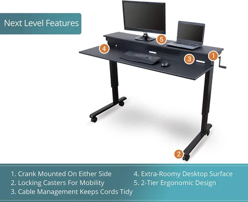 Miniatura 6 de DESK STORE - Escritorio para computadora ajustable para estar sentado o parado