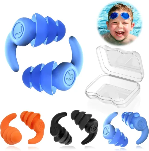 Tapones para los oídos para nadar para niños, 3 pares de tapones de silicona impermeables reutilizables, protección para los oídos para surfear,