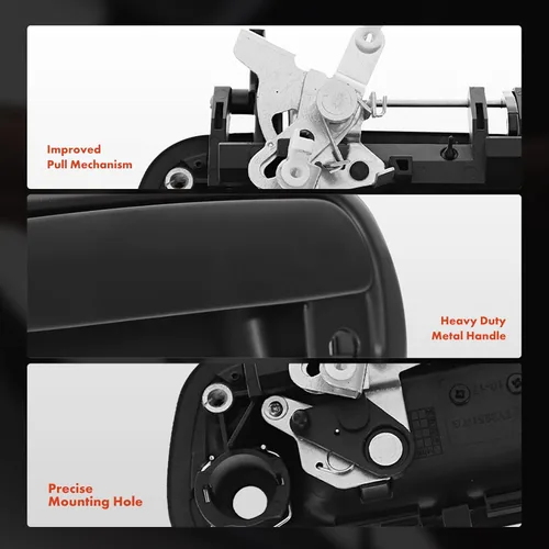 Miniatura 7 de A-Premium Manija de metal mejorada para puerta trasera con cerradura compatible con Toyota Tundra 2000-2006, negro imprimado, repuesto #