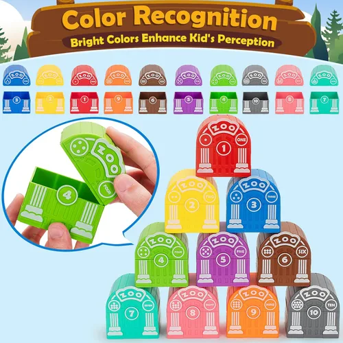 Miniatura 3 de Juguetes de aprendizaje para niños de 1, 2, 3 años, 20 juguetes de animales de safari, juguetes Montessori para contar, combinar y clasificar
