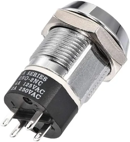 Miniatura 4 de uxcell Interruptor de botón pulsador de bloqueo de llave de 0.748 in 2 posiciones 2NC-2NO S2803 1pcs