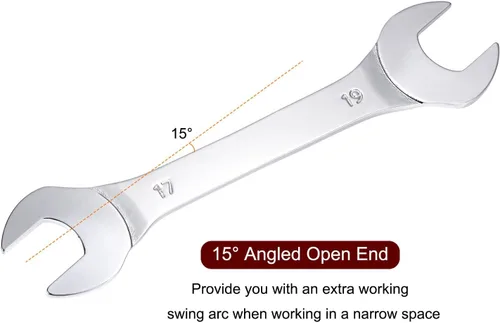 Miniatura 3 de uxcell Llave fina de extremo abierto, 0.669 in x 0.748 in, espejo métrico, acero de alto carbono, para mantenimiento doméstico y reparaciones