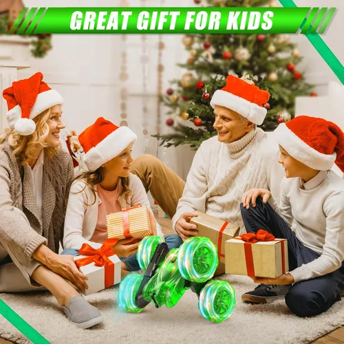 Miniatura 5 de Coche a control remoto - Coches RC recargables de carga rápida directa para niños con luz colorida, camión RC de acrobacia de 4 ruedas motrices