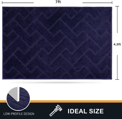 Miniatura 2 de PURRUGS - Tapete de fácil cuidado de 4.5 x 7 pies, antideslizante, lavable a máquina, decorativo, resistente a manchas, para puerta de perros, Azul