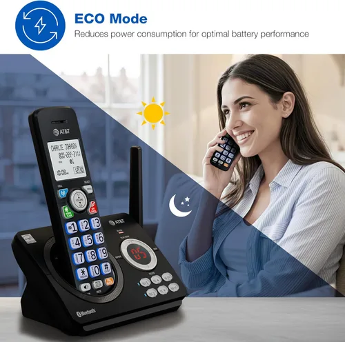 Miniatura 11 de AT&T Teléfono inalámbrico DECT 6.0 - Bloqueador de llamadas inteligente, Bluetooth conecta a la celda, anuncio de identificación de llamadas