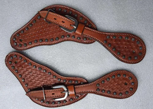 Miniatura 6 de Showmen Craft - Correas de cuero para adultos, con tachuelas plateadas y hebilla