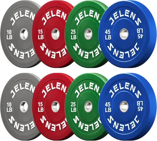 Miniatura 21 de Juego de Placas de Peso para Barra Olímpica JELENS, Juego de Pesos de Goma de 2 Pulgadas Negro/Colorido para Entrenamiento de Fuerza y Levantamiento
