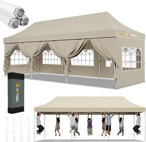 Miniatura 40 de Hoteel 10x15 Pop Up Canopy Tent Heavy Duty with 4 Sidewalls, Waterproof Party Tent, Easy Set-up Commercial Instant Tents with Roller Bag & Sandbags