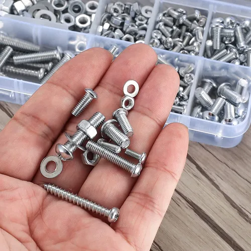 Miniatura 4 de wugongshan - Juego de 380 piezas de tornillos, pernos y tuercas, tornillos y tuercas métricos de máquina y arandelas planas, juegos de pernos