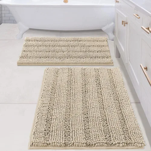 Miniatura 131 de H.VERSAILTEX - Alfombras de baño, juego de 2 piezas, alfombra de contorno para baño, juego de alfombras para inodoro, alfombra antideslizante