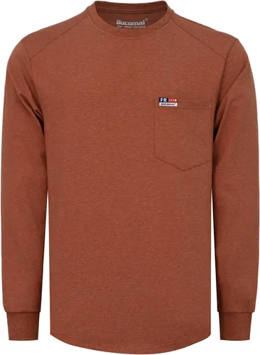 Miniatura 9 de BOCOMAL Camisas FR de manga larga con cuello redondo EX Soft Heather Series 6oz peso medio resistente al fuego camiseta de trabajo CAT2