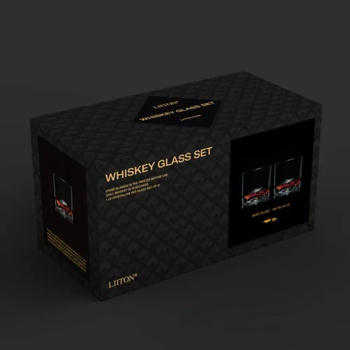 Miniatura 4 de LIITON Mont Blanc - Juego de regalo de 2 vasos de whisky de cristal pesado, vaso de bourbon grueso congelable de 1 libra cada uno, regalos de whisky