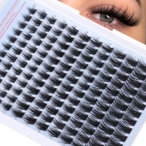 Miniatura 31 de Pawotence Kira - Extensiones de pestañas en racimo Wispy de 0.394-0.709 in, extensiones de pestañas individuales suaves y cómodas con banda fina