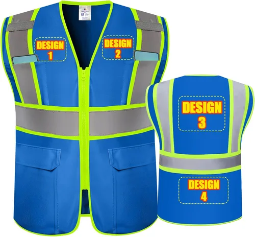 Miniatura 21 de Chalecos de seguridad con logotipo personalizado (S, M, L, XL, 2XL, 3XL, 4XL) Chalecos de seguridad reflectantes de alta visibilidad Clase 2
