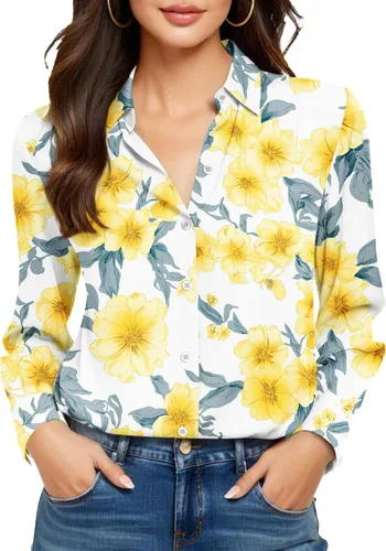 Miniatura 11 de Camisas sin planchado y sin arrugas para mujer, con botones, de manga larga, de seda de morera, blusas casuales para el trabajo