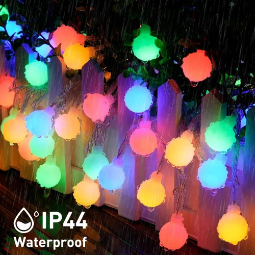Miniatura 5 de JMEXSUSS 100 luces LED de Navidad a pilas para interiores y exteriores, impermeables, 33 pies, luces de globo en cadena con pilas con control Varios