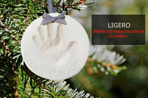 Miniatura 6 de Kit de adorno de recuerdo de huellas de mano para bebé (2 unidades) – Plantilla de regalo para regalos personalizados de Navidad, recién nacidos
