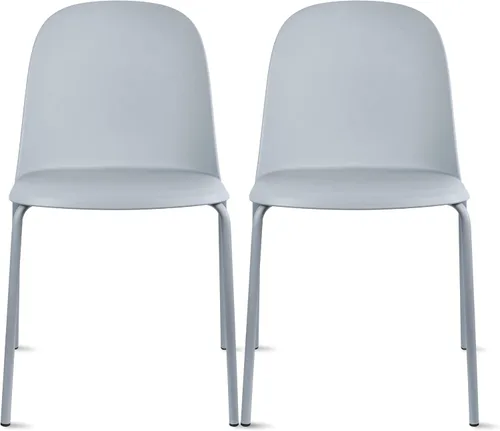 Miniatura 12 de 2xhome Silla de comedor moderna apilable sin brazos Asiento de plástico con patas de metal Uso en interiores o exteriores Patio de cocina