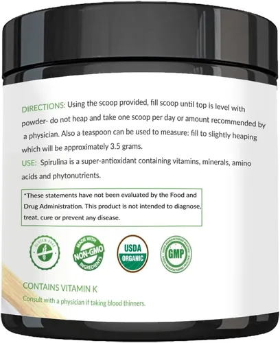 Miniatura 4 de Polvo de espirulina orgánica USDA de alta calidad, espirulina orgánica de algas verdes azules de California y Hawái, 100% vegetariana y vegana, sin