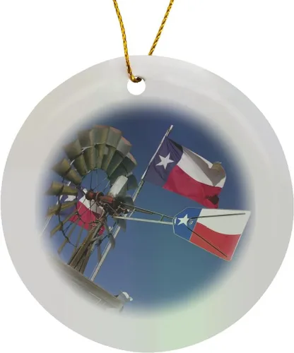 Miniatura 8 de 3dRose orn _ 94599 _ 1 Texas, saliente, amarillo Old Bomba de agua, flags-us44 wbi0069-walter bibikow-snowflake adorno, de porcelana, 3-Inch