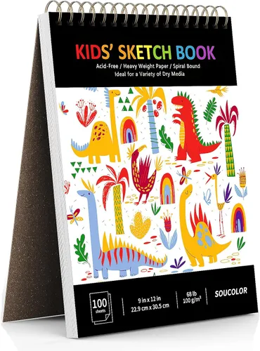 Miniatura 15 de Soucolor - Cuaderno de bocetos de 9 x 12 pulgadas, paquete de 4 de 100 hojas, encuadernado en espiral, libre de ácido (68 libras/100 g/m²), papel