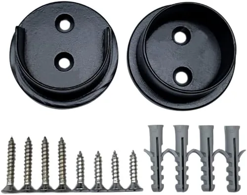 QCAA Juego de soportes de barra de armario extra pesado de latón macizo, 1-1/2 pulgadas, con tornillos de acero inoxidable, recubrimiento negro, 1