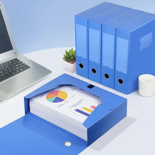 Miniatura 9 de HUA JIE Cajas de almacenamiento A4 de plástico con tapa, organizador de carpetas de archivos, caja de archivos para oficina, 12.2 x 3.0 x 9.3 in