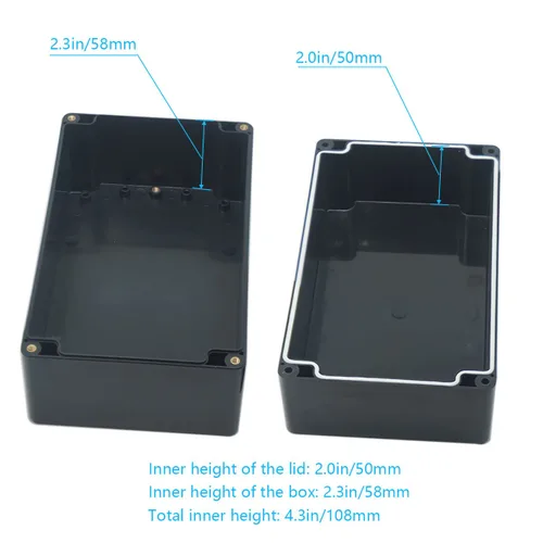 Miniatura 6 de Zulkit Project Box - Caja de conexiones IP65, impermeable, para exteriores, caja eléctrica de plástico ABS, caja electrónica, color negro, 7.9 x 4.7
