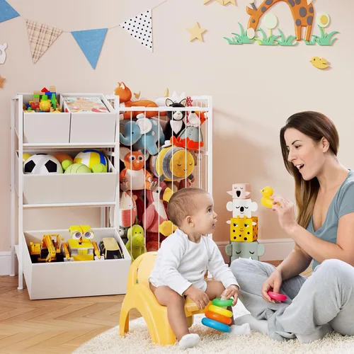Miniatura 3 de BBLIKE Organizador de almacenamiento para niños con 4 contenedores extraíbles, organizador de almacenamiento para niños para juguetes de peluche