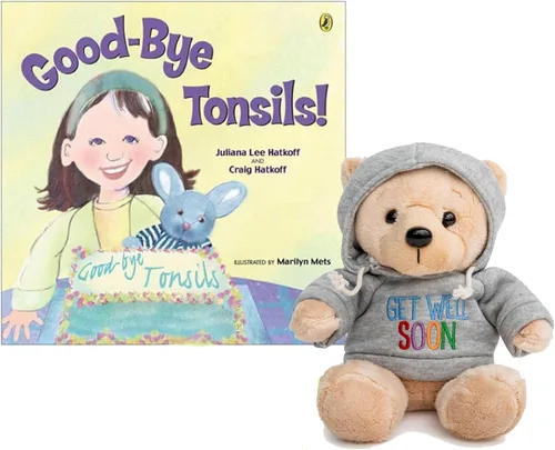 Ganz Regalo de amigdalectomía Get Well Soon Teddy Bear con amígdalas de despedida para niños, juego de regalo de libro para niños, recuperación de