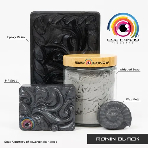 Miniatura 2 de Eye Candy Pigmento en polvo de mica premium "Ronin Black" (1.76 onzas), multiusos, aditivo para manualidades y manualidades carpintería, epoxi
