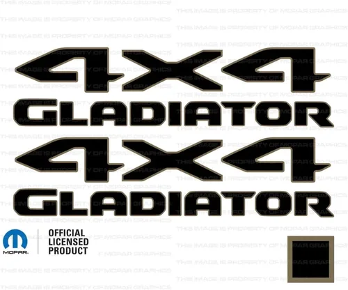 Miniatura 8 de Adhesivos gráficos de cabecera de gladiador 4x4 para Jeep Wrangler/Gladiator JL/JT (2019-2024) 392 bronce con contorno negro F392BO (juego de 2)