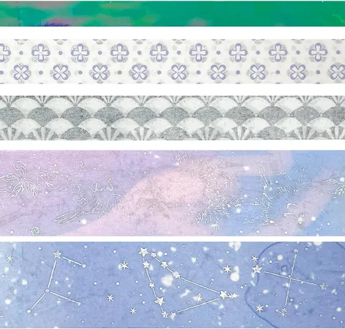 Miniatura 8 de allydrew Juego de cinta washi decorativa de lámina dorada y calcomanías para papelería, diario, fabricación de tarjetas (10 rollos y 10 hojas)