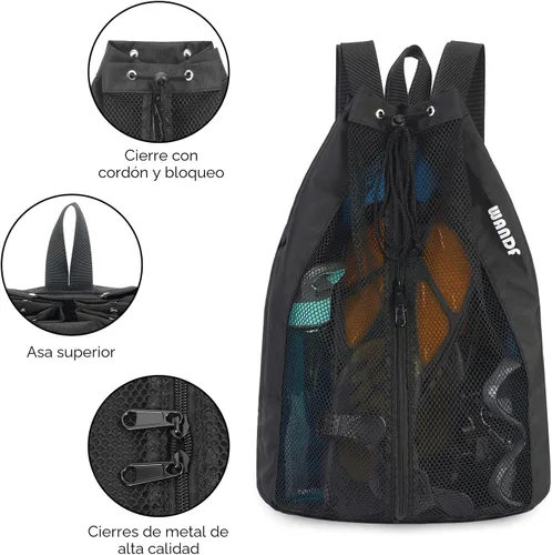 Miniatura 6 de WANDF Bolsa de Natación Mochila de Malla con Cordón Mochila de Playa para Natación, Gimnasio y Equipo de Entrenamiento