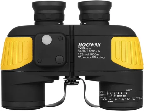 Miniatura 9 de Hooway - Prismáticos marinos flotantes 7x50, impermeables, con telémetro interno y brújula para navegación, navegación en barco, observación de aves