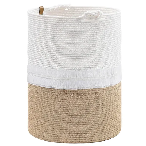 Miniatura 20 de CherryNow Cesta grande de mimbre para lavandería, entrada, dormitorio, cestas decorativas de yute para ropa, juguetes, cesta de toalla para baño, 22