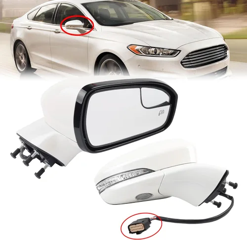 Miniatura 14 de Dasbecan Espejo eléctrico para puerta del lado izquierdo del conductor compatible con Ford Fusion 2013-2015 Power Calentado Señal de giro Luz