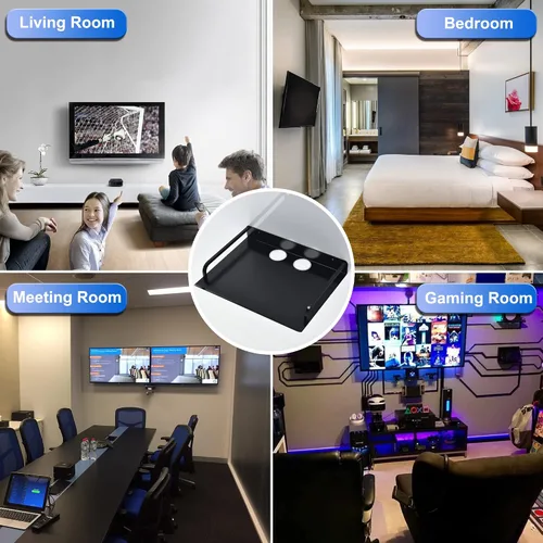 Miniatura 7 de HNVNER Estante flotante para componentes de TV, estante de proyector montado en la pared, estantes centrales de entretenimiento de metal