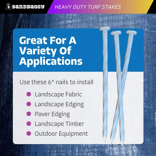 Miniatura 4 de Sandbaggy Estacas de Césped Artificial Galvanizadas de Servicio Pesado de 6" - Clavos de Paisaje en Espiral - Pinchos/Clavijas de Tierra - Césped