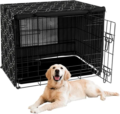 Miniatura 17 de X-ZONE PET Cubierta para jaula de perro de doble puerta - Cubierta para perrera de poliéster, se ajusta a jaula de alambre para perros de 24