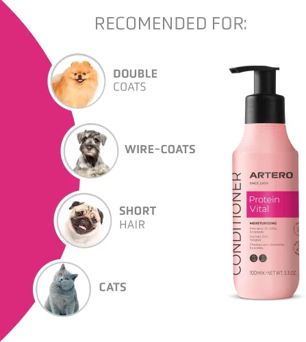 Miniatura 3 de Artero Protein Vital Acondicionador para perros y gatos – Hidratación profunda y reparación de pelaje con proteínas de seda – Acondicionador de aseo